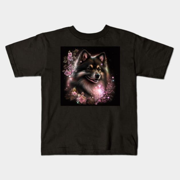 Shimmery Finnish Lapphund Kids T-Shirt by Enchanted Reverie